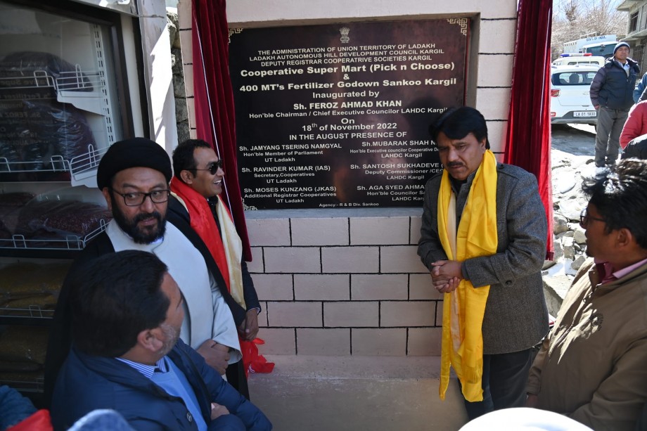 CEC, Kargil, inaugurates super bazaar, 400 mt fertilizer godown in Sankoo 