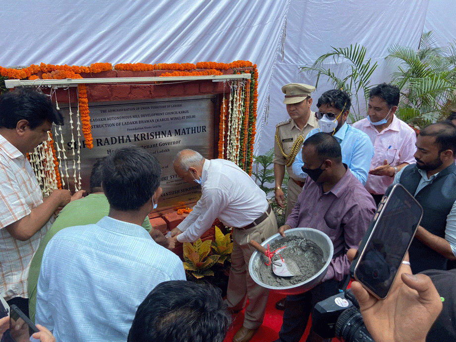 LG Mathur lays foundation stone of Ladakh Bhawan (Kargil wing) at Dwarka, Delhi