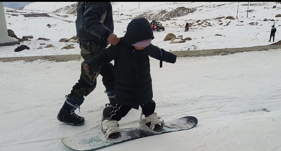 Ladakh’s winter sports scene expands with first kids’ snowboarding camp